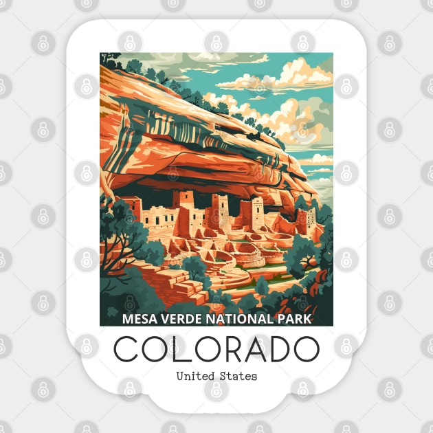 A Vintage Travel Illustration of Mesa Verde National Park - Colorado - US Sticker by goodoldvintage